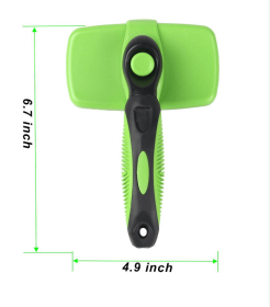 Pet Automatic Retractable Comb (Color: Green)