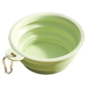 Macaron Color Portable Foldable Travel Bowl for Cats Dogs Lightweight Space-Saving Pet Feeding Drinking Outdoor Use 350ml (Color: Green)